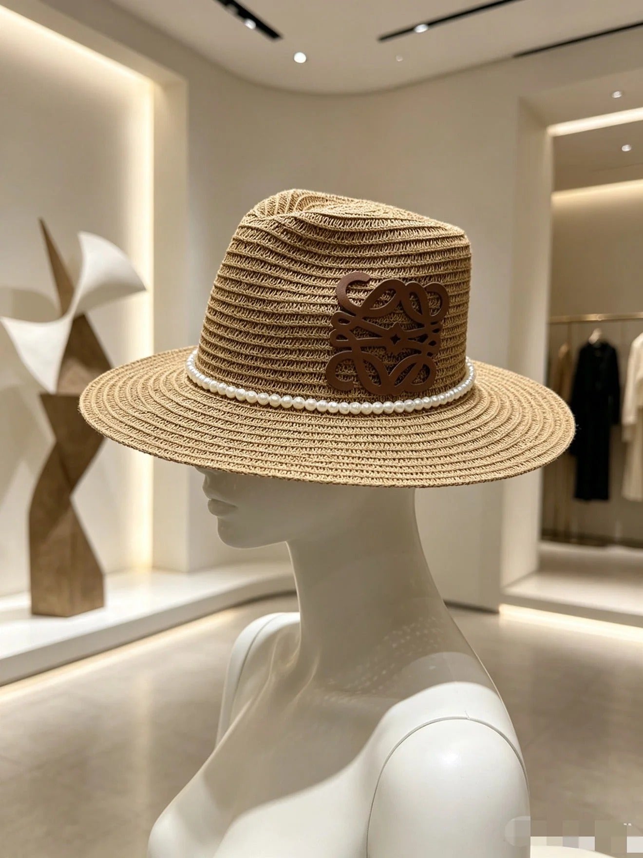 Loew Straw Hat With Pearl and Logo 280797