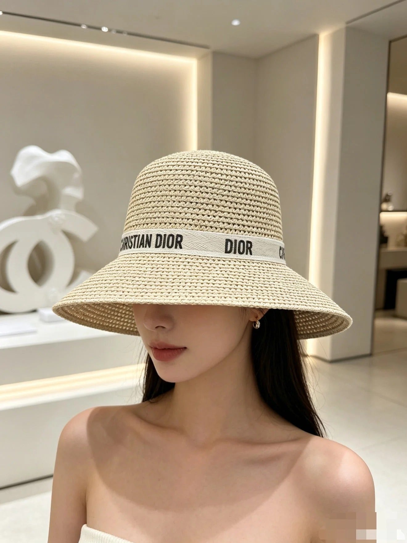 CD Wide Brim Straw Hat 280801
