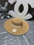 CC Round Top Straw Hat with Wide Brim 280798