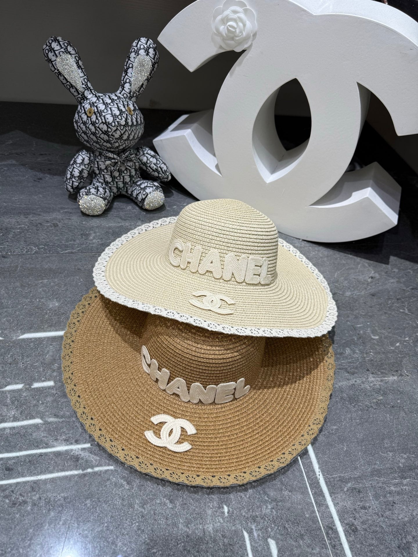 CC Round Top Straw Hat with Wide Brim 280798