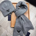 SET SCARF AND HAT IN RHINO GRAY WOOL AND RABBIT FUR 397407