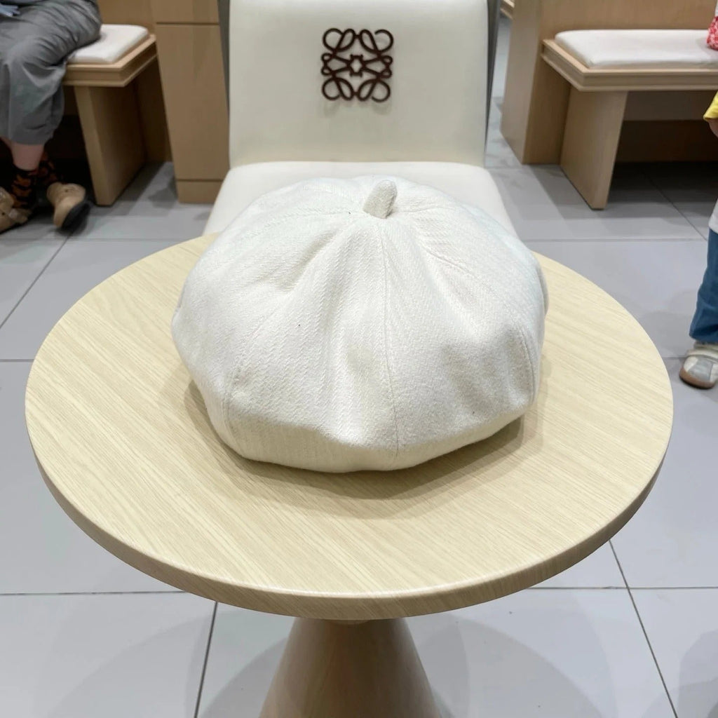 BERET HAT IVORY WITH LOGO 672660