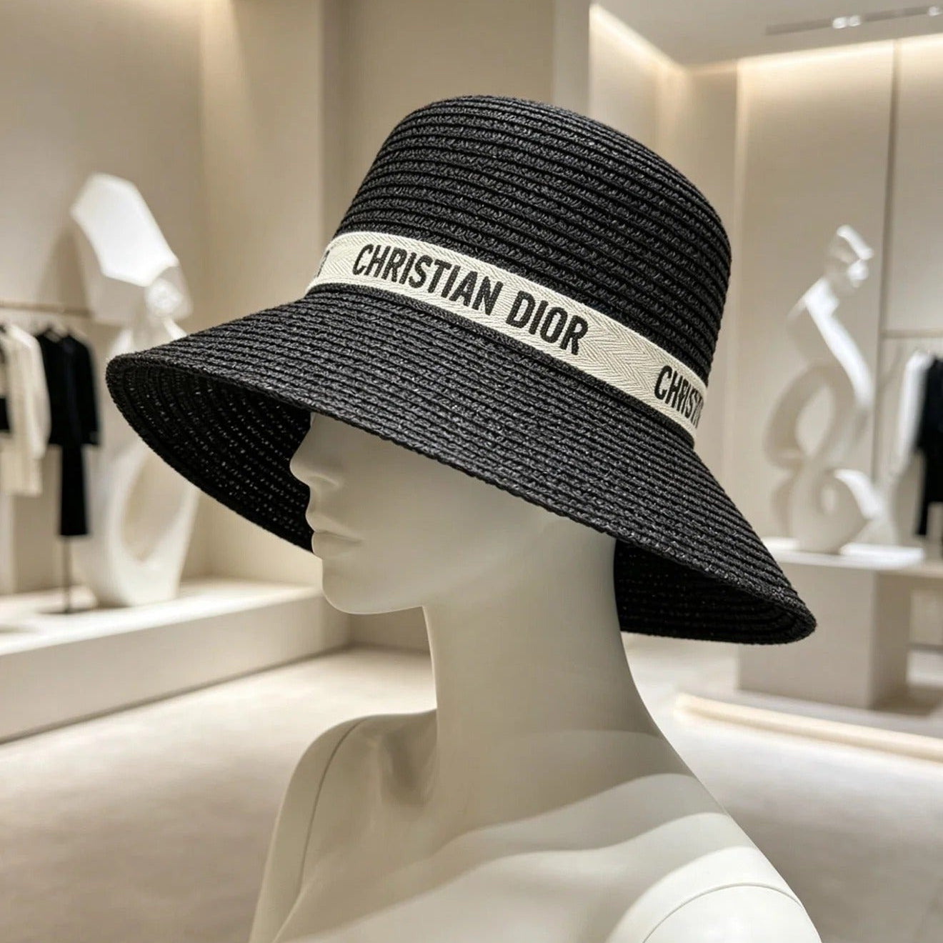 CD Wide Brim Straw Hat 280801