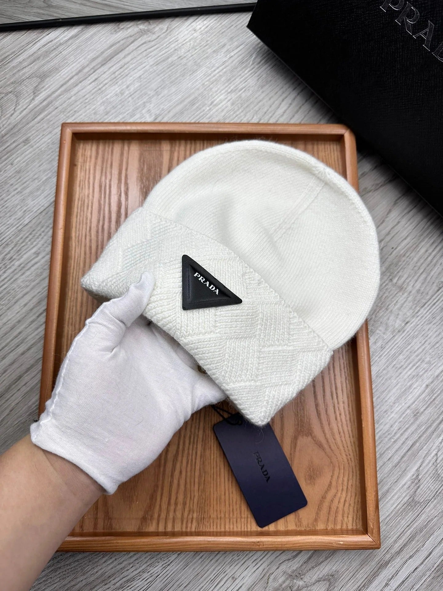 BEANIE HAT IN WHITE WOOL AND RABBIT FUR 436399
