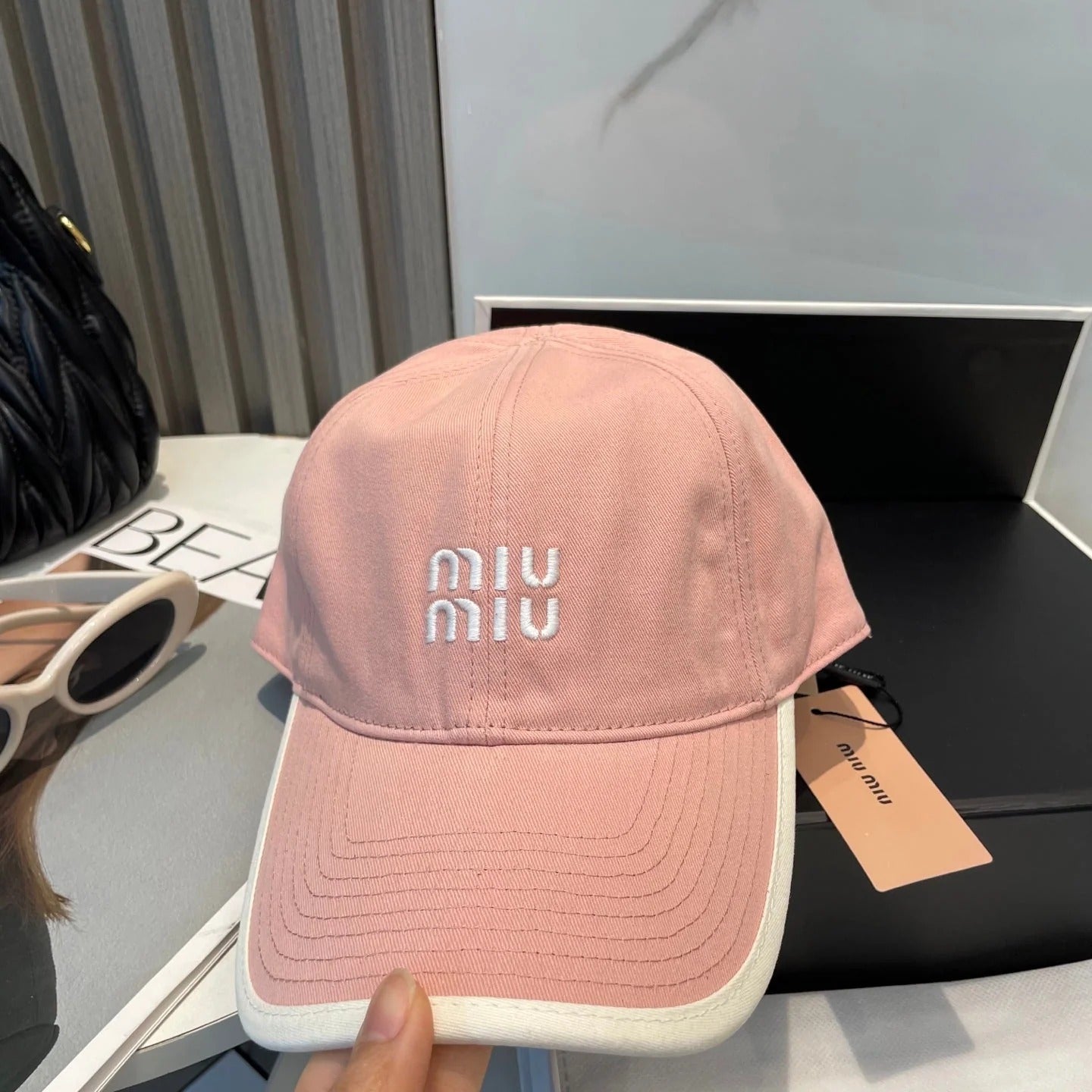 MM BASEBALL CAP IN PEACHY PINK FABRIC STYLE 8