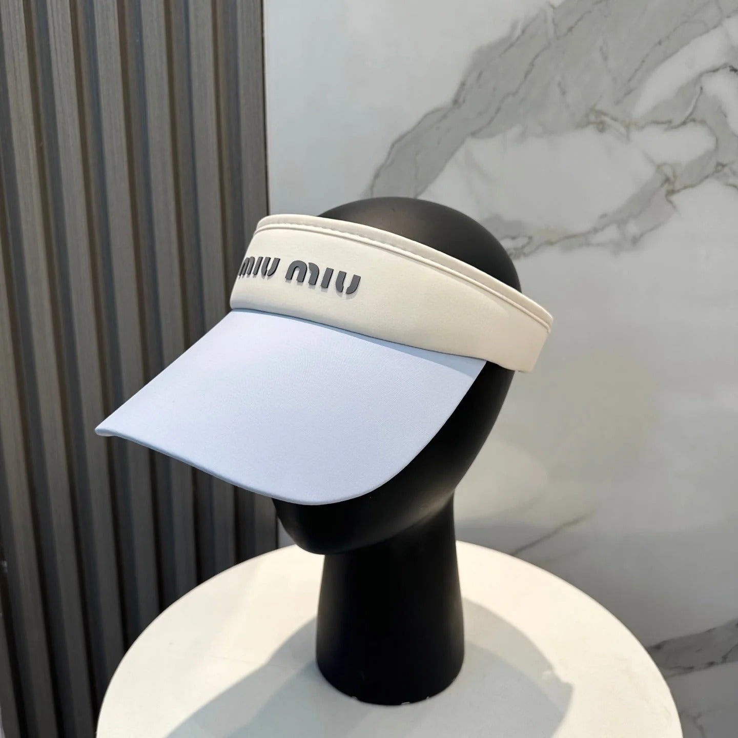 MM SPORT VISOR CAP IN PASTEL BLUE MIX WHITE FABRIC