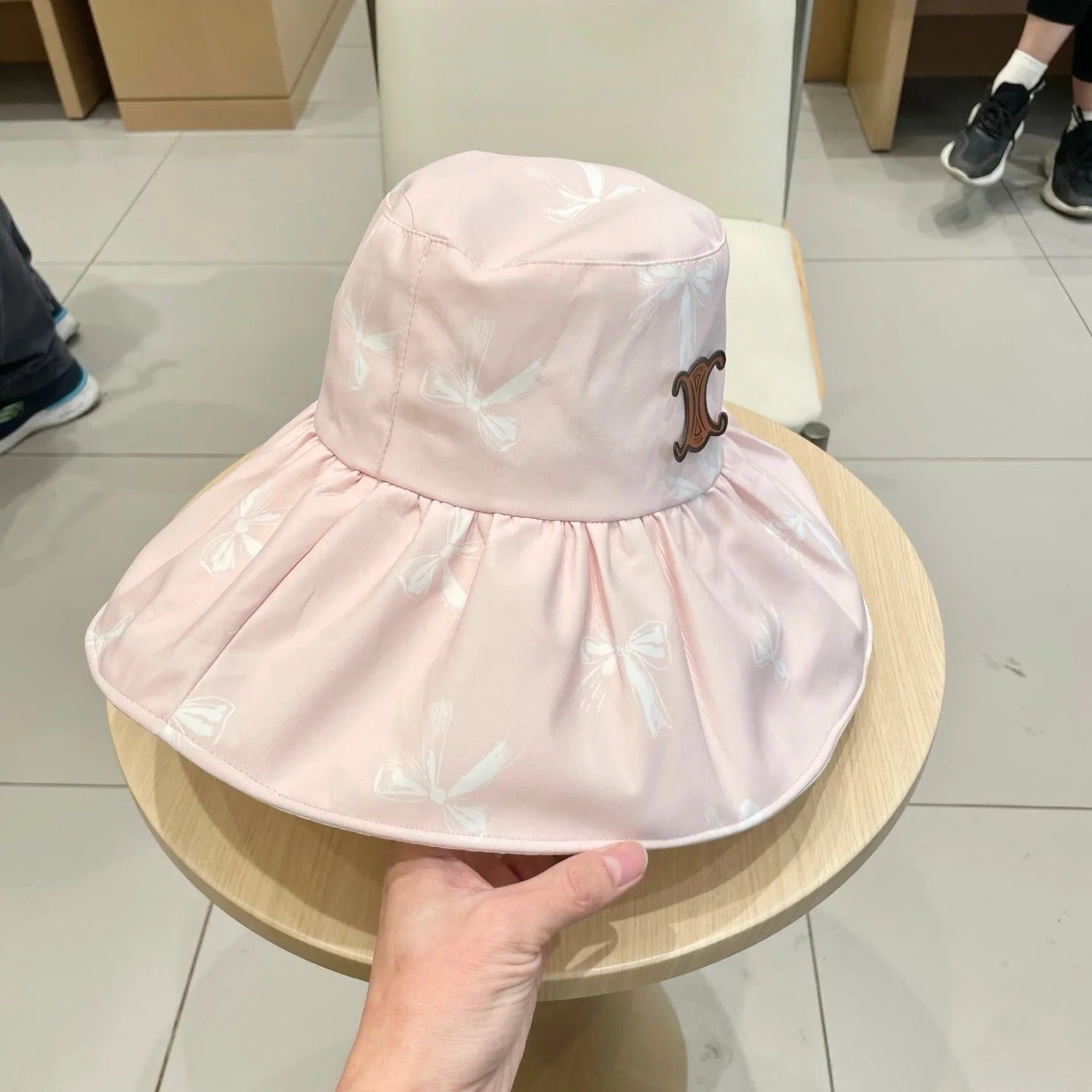 CELINE 25S BUCKET BOW HAT 733401 IN BABY PINK