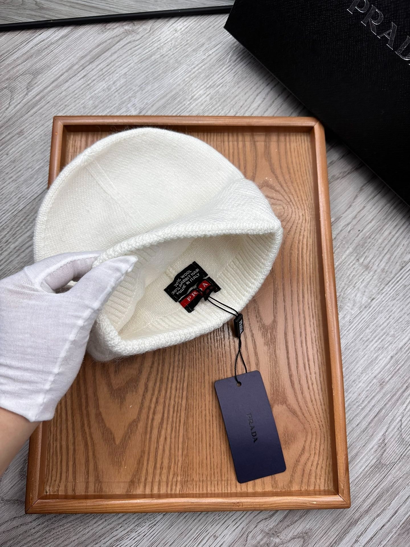 BEANIE HAT IN WHITE WOOL AND RABBIT FUR 436399
