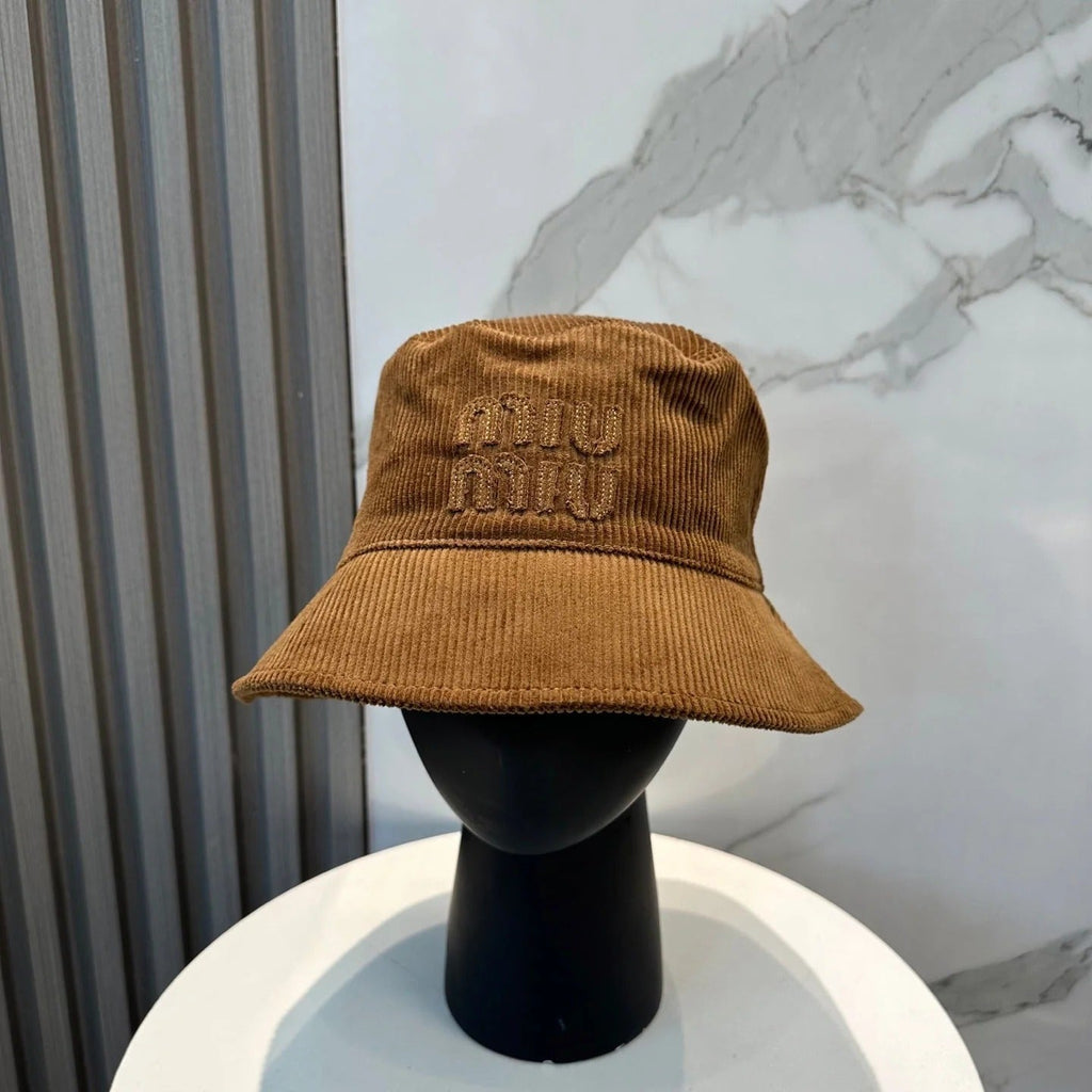 MM BUCKET IN BURNT ORANGE VELVET WITH LOGO