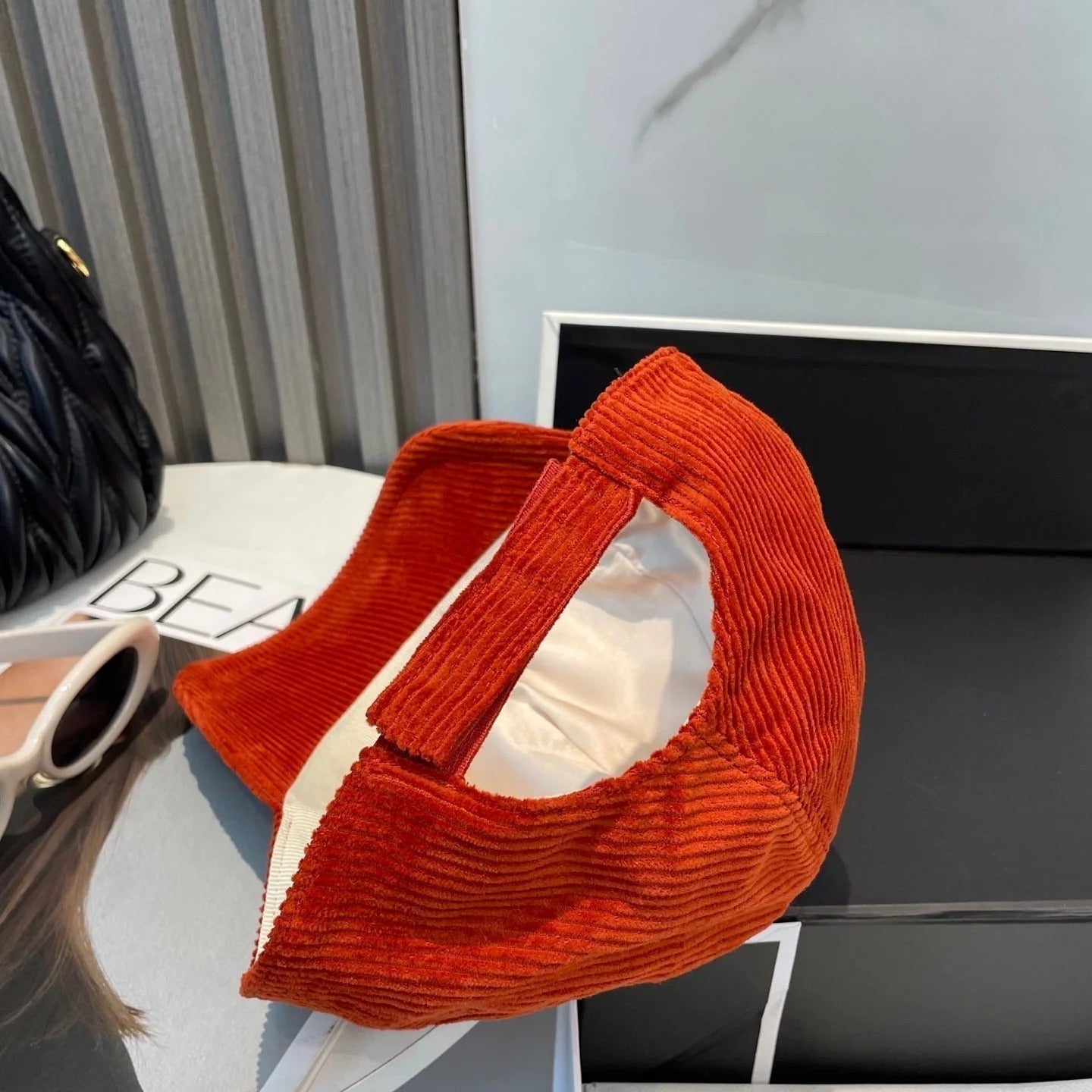 MM BASEBALL CAP IN ORANGE VELVET