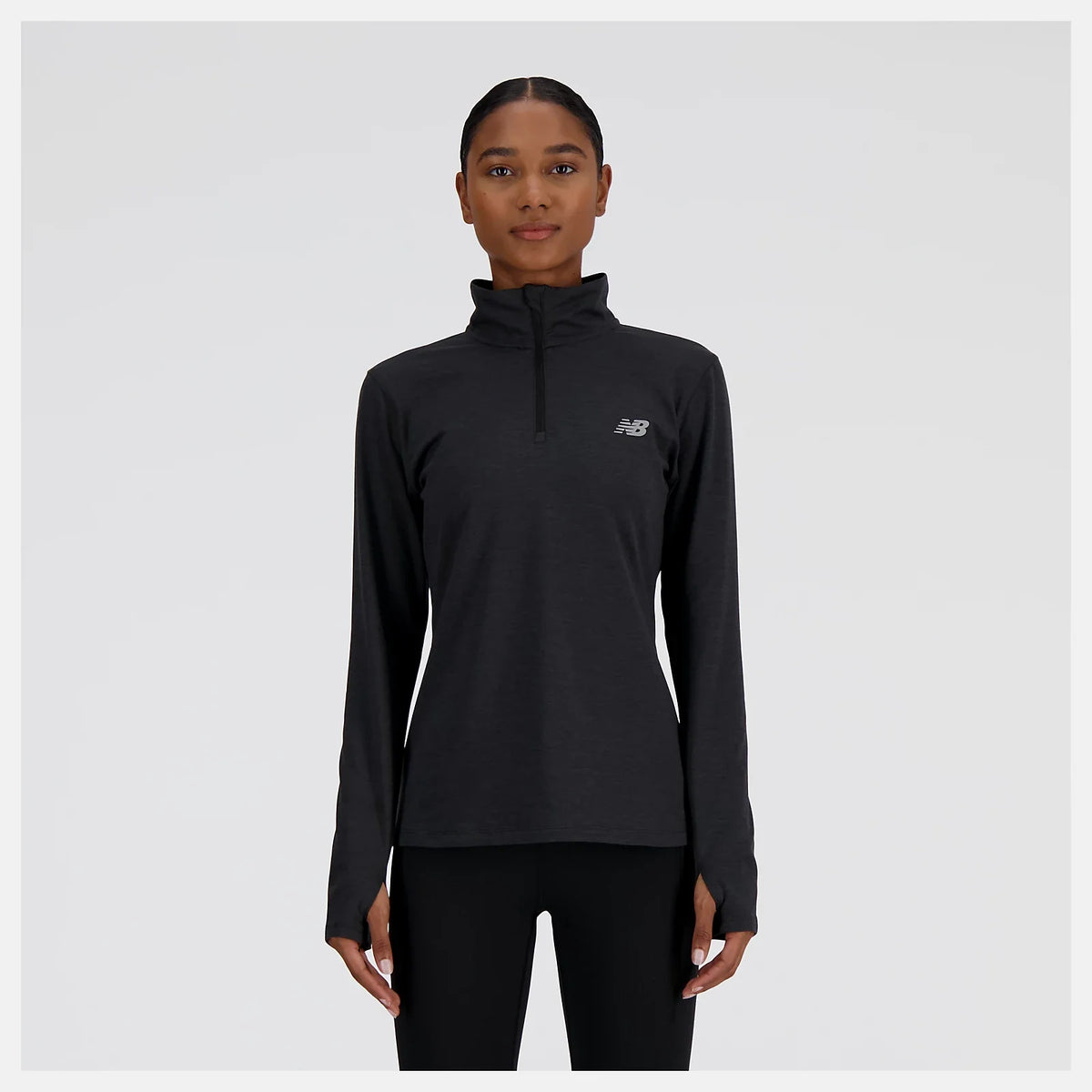 New Balance Sport Essentials Space Dye Quarter Zip - Black Heather - WOMEN